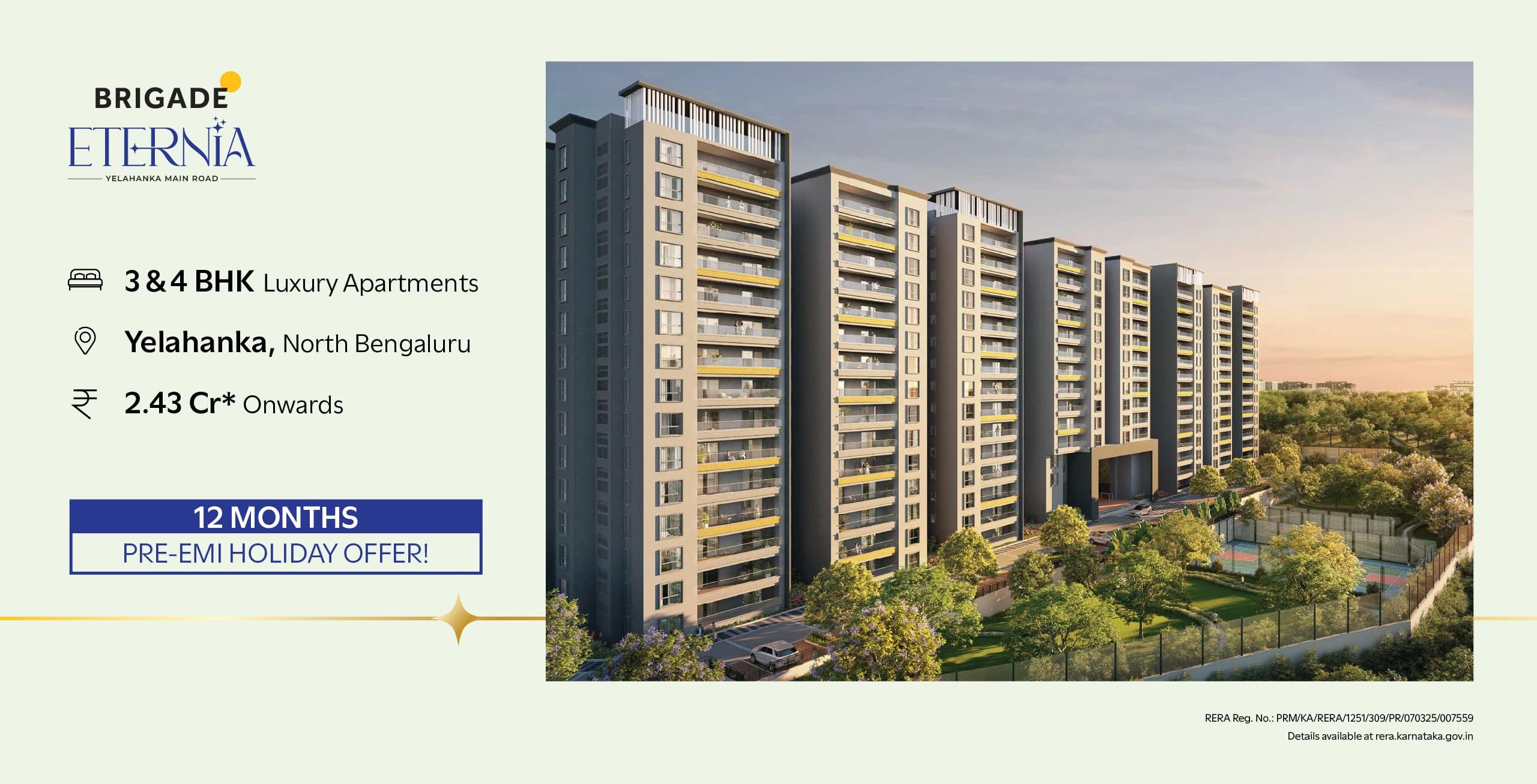 Brigade Eternia luxury apartments in Yelahanka, North Bengaluru Bangalore with price and floor plan