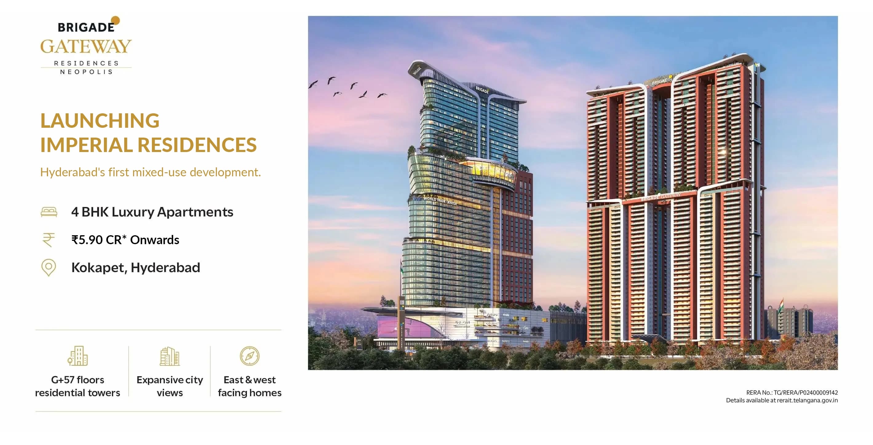 Brigade Gateway Neopolis luxury apartments in Kokapet, Hyderabad