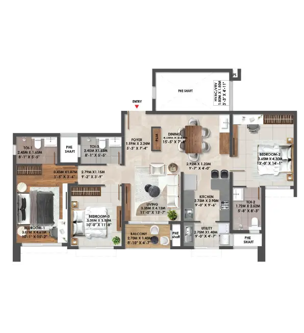 3bhk plan 2